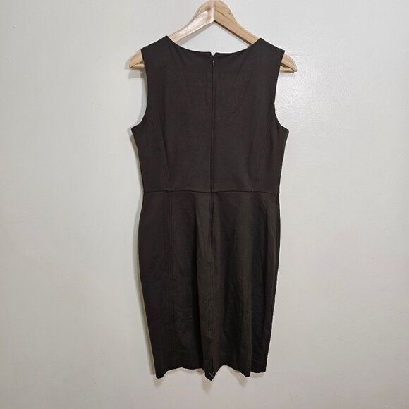 Ann Taylor Sheath Dress Green Women's Stretch Sleeveless 10 Petite - Picture 2 of 8